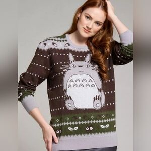 My Neighbor Totoro Pine Intarsia Box Lunch NWT Holiday Sweater size XS